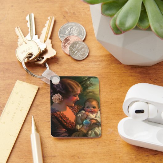 ヴィンテージ母の日ポートレート、母とベビー キーホルダー (デスク)