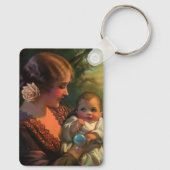 ヴィンテージ母の日ポートレート、母とベビー キーホルダー (裏面)