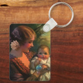 ヴィンテージ母の日ポートレート、母とベビー キーホルダー (裏面)