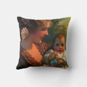 ヴィンテージ母の日ポートレート、母とベビー クッション (裏面)