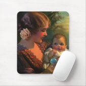 ヴィンテージ母の日ポートレート、母とベビー マウスパッド (マウス)