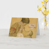 ヴィンテージ母の日マザーベビーヴィネット カード (黄色い花)