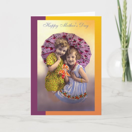 ヴィンテージ母の日女の子 カード (正面)