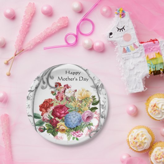 ヴィンテージ母の日植物学 ペーパープレート (パーティー)