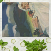 ヴィンテージ母の日、子どもがいる母 キッチンタオル (折り畳み)