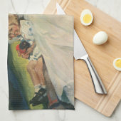 ヴィンテージ母の日、子どもがいる母 キッチンタオル (四つ折り)