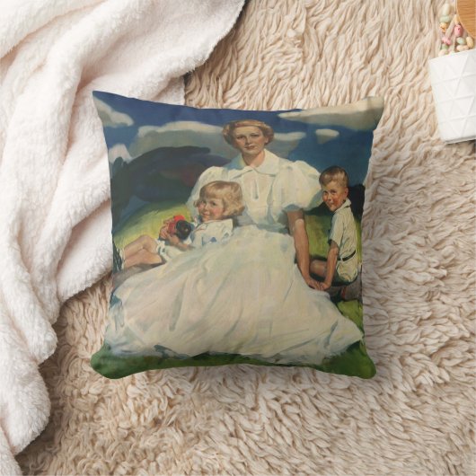 ヴィンテージ母の日、子どもがいる母 クッション (ブランケット)