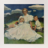 ヴィンテージ母の日、子どもがいる母 ジグソーパズル (横)