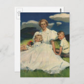 ヴィンテージ母の日、子どもがいる母 ポストカード (正面/裏面)