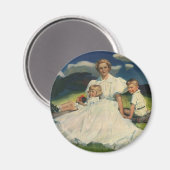 ヴィンテージ母の日、子どもがいる母 マグネット (正面/裏面)