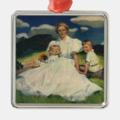 ヴィンテージ母の日、子どもがいる母 メタルオーナメント (正面)