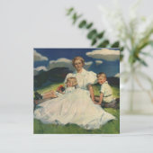 ヴィンテージ母の日、子どもがいる母 招待状 (スタンド正面)