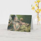 ヴィンテージ母の日、母とビクトリアンベビー カード (黄色い花)