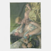 ヴィンテージ母の日、母とビクトリアンベビー キッチンタオル (縦)