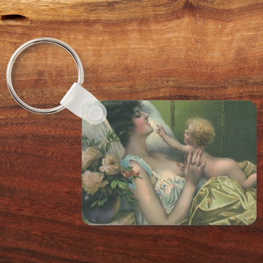 ヴィンテージ母の日、母とビクトリアンベビー キーホルダー (裏面)