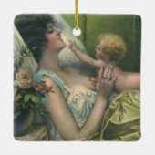 ヴィンテージ母の日、母とビクトリアンベビー セラミックオーナメント (裏面)