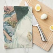 ヴィンテージ母の日,読ベッドの子供のカード キッチンタオル (四つ折り)