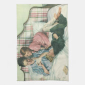 ヴィンテージ母の日,読ベッドの子供のカード キッチンタオル (縦)