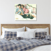 ヴィンテージ母の日，読ベッドの子供のカード キャンバスプリント (インサイチュ (寝室))