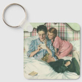 ヴィンテージ母の日,読ベッドの子供のカード キーホルダー (正面)