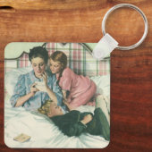 ヴィンテージ母の日,読ベッドの子供のカード キーホルダー (裏面)