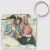 ヴィンテージ母の日,読ベッドの子供のカード キーホルダー (裏面)