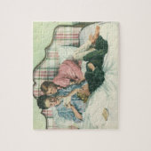 ヴィンテージ母の日，読ベッドの子供のカード ジグソーパズル (縦)