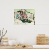 ヴィンテージ母の日,読ベッドの子供のカード ポスター (キッチン)