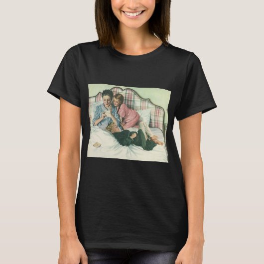 ヴィンテージ母の日，読ベッドの子供のカード Tシャツ (正面)