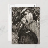 ヴィンテージ母娘はがき ポストカード (正面/裏面)