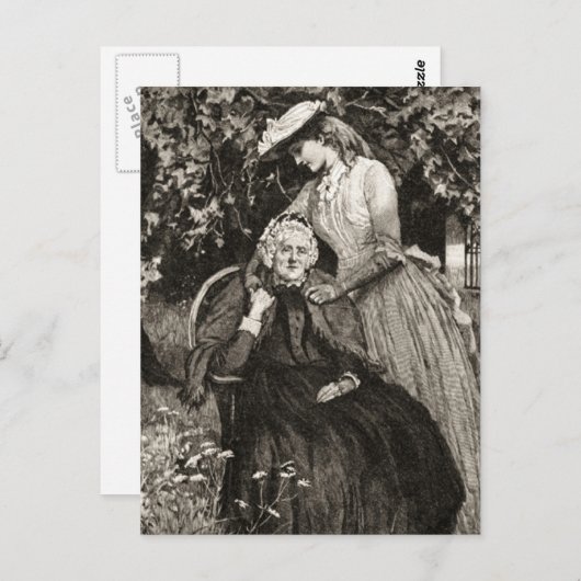 ヴィンテージ母娘はがき ポストカード (正面/裏面)