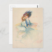 ヴィンテージ母娘キス ポストカード (正面/裏面)