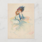 ヴィンテージ母娘キス ポストカード (正面)