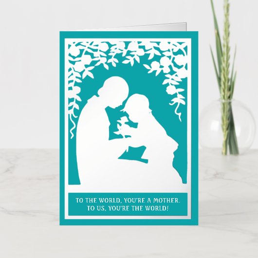 ヴィンテージ母子バラターコイズフローラ 箔シーズンカード (正面)