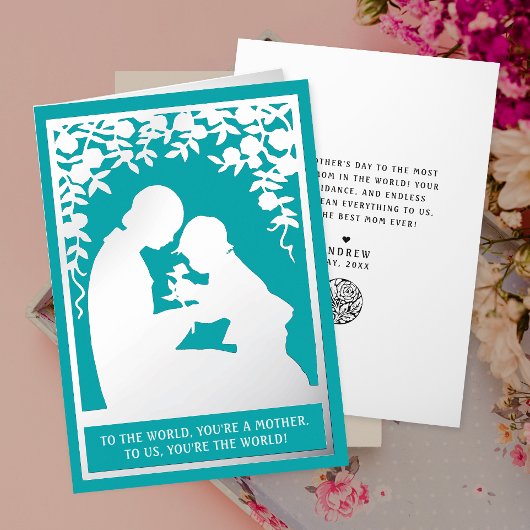 ヴィンテージ母子バラターコイズフローラ 箔シーズンカード