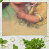 ヴィンテージ母子家庭ポートレート キッチンタオル (折り畳み)