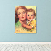 ヴィンテージ母子家庭ポートレート キャンバスプリント (インサイチュ (ウッドフロア))