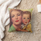 ヴィンテージ母子家庭ポートレート クッション (ブランケット)