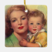 ヴィンテージ母子家庭ポートレート セラミックオーナメント (正面)