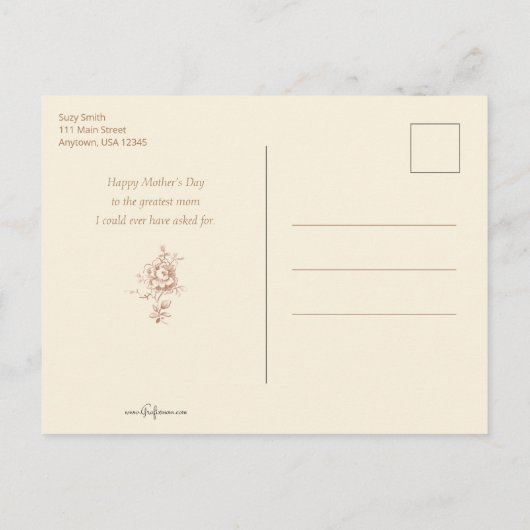 ヴィンテージ母子選択さくらんぼ シーズンポストカード (裏面)