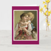 ヴィンテージ母子 カード (黄色い花)