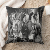 ヴィンテージ母親と子供のコラージュ灰色のパターン クッション (ブランケット)