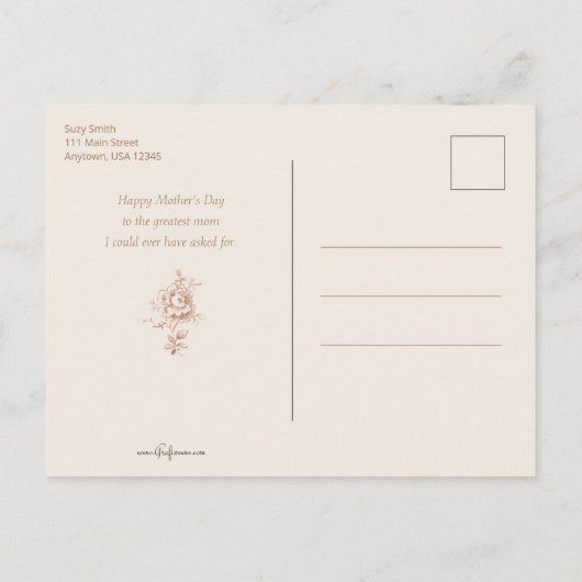 ヴィンテージ母、子供と新生児 シーズンポストカード (裏面)