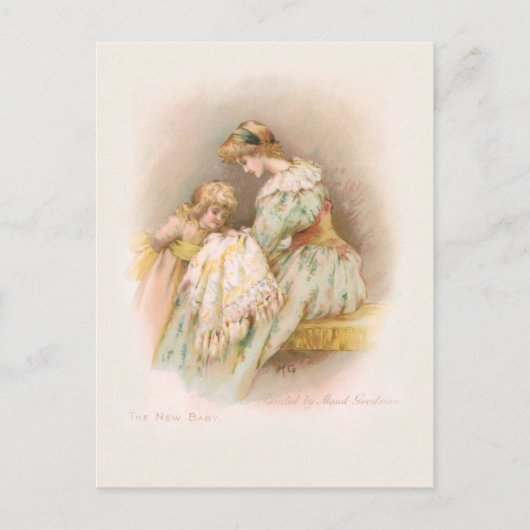 ヴィンテージ母、子供と新生児 シーズンポストカード (正面)