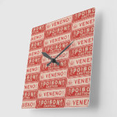 ヴィンテージ毒ラベル スクエア壁時計 (傾斜)