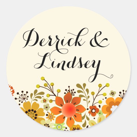 ヴィンテージ民俗花園 |黄色 ラウンドシール (正面)