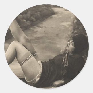 ヴィンテージ気のあるそぶりをしたピンアップガールステッカー ラウンドシール
