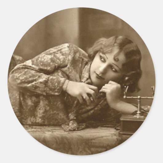 ヴィンテージ気のあるそぶりをしたピンアップガールステッカー ラウンドシール (正面)