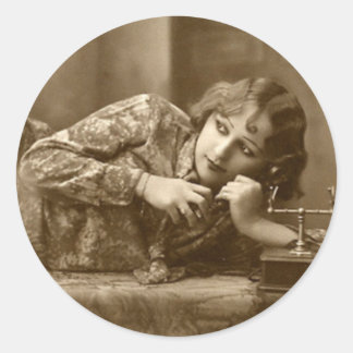 ヴィンテージ気のあるそぶりをしたピンアップガールステッカー ラウンドシール