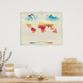 ヴィンテージ気候地図 ポスター (キッチン)